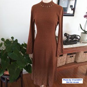 Long Sleeve High Collar Knit Dress